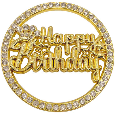 Happy Birthday Brooch Birthday Pin for Women Metal Pin Rhinestone Brooch Pins...