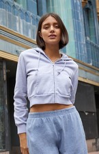 John Galt Brandy Melville Womens Full Zip Crop Hoodie Blue Purple Small