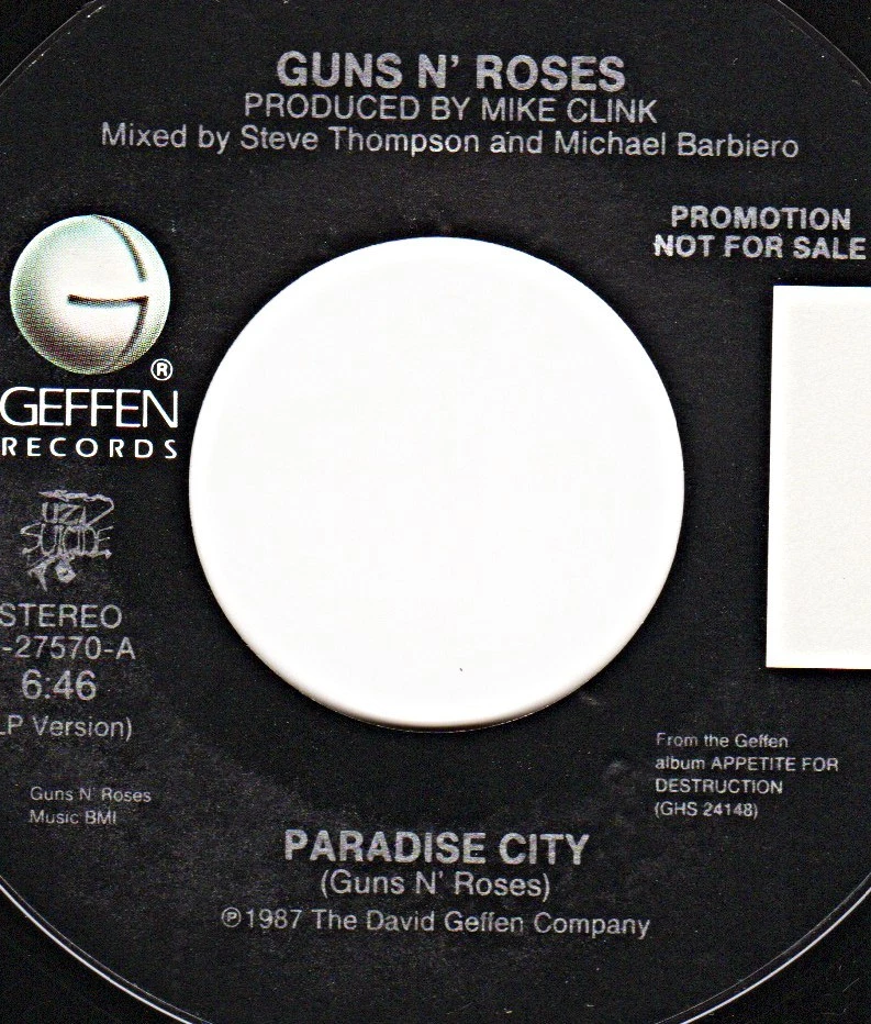 Guns N 'Roses Near Mint (NM or M -) Grading 45 RPM Speed Vinyl