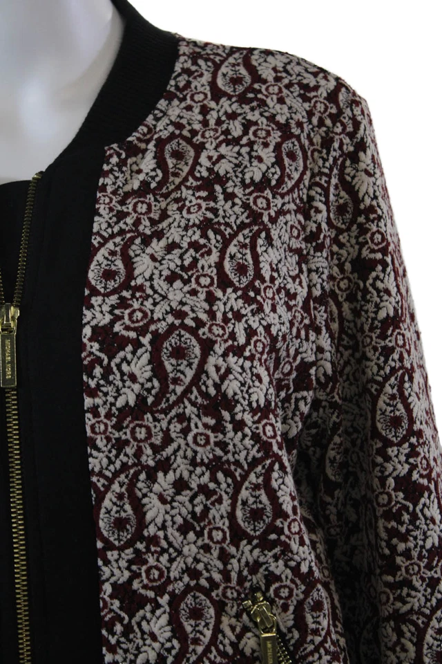 Женская вязаная куртка Michael Michael Kors на молнии спереди пейсли красно-белая размер большой - Изображение 2 из 4