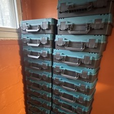 Stackable Plastic Tool Box Organizer Case With Handle Blue Black