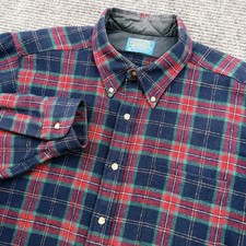 Vintage Pendleton Virgin Wool Flannel Men's Large L/S Classic Check Plaid
