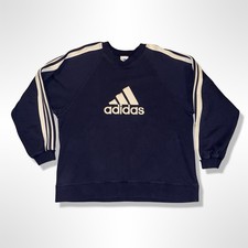 VTG Adidas Original Three Stripes Navy Logo Sweatshirt Sz XL