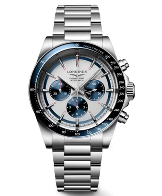 #ad New Longines Conquest Chronograph Silver 42mm Men#x27;s Watch L38354986 $350.00