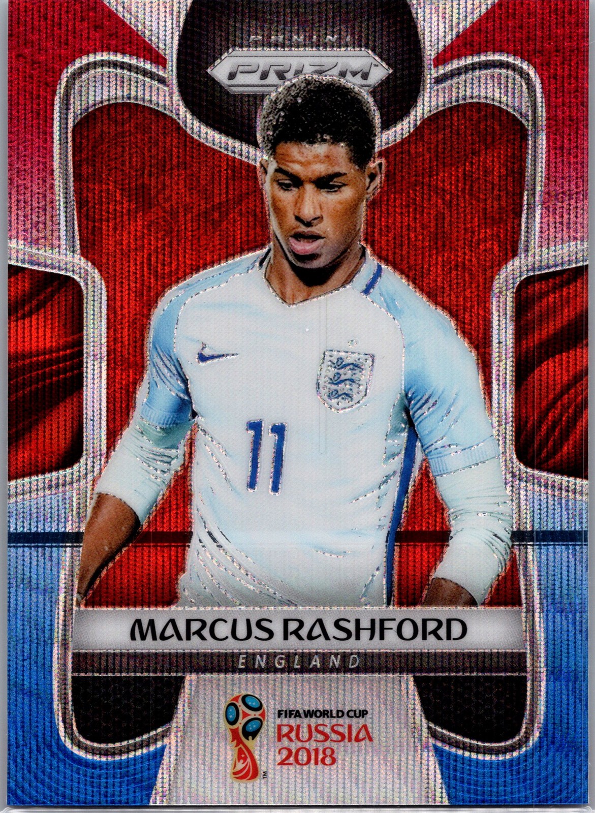 2018 Panini Prizm FIFA World Cup #72 Marcus Rashford Red & Blue Wave Prizm