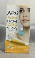 Nad's Natural Facial Wax Strips For Hair Removal Vegan 30ct Easy To Use