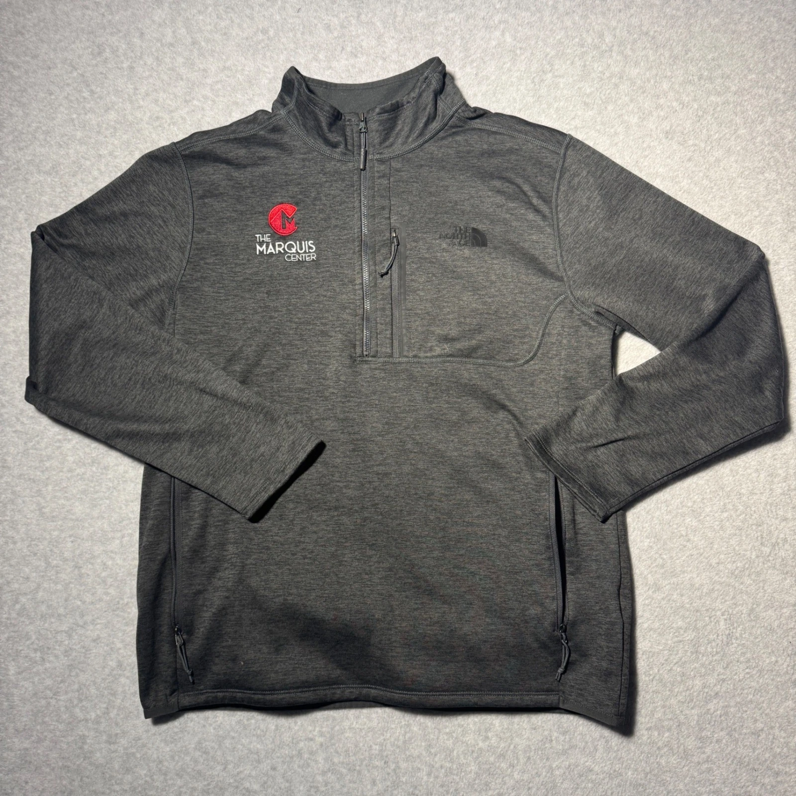 The North Face Mens Gray Marquis Center Quarter Zip Fleece Pullover Jacket L