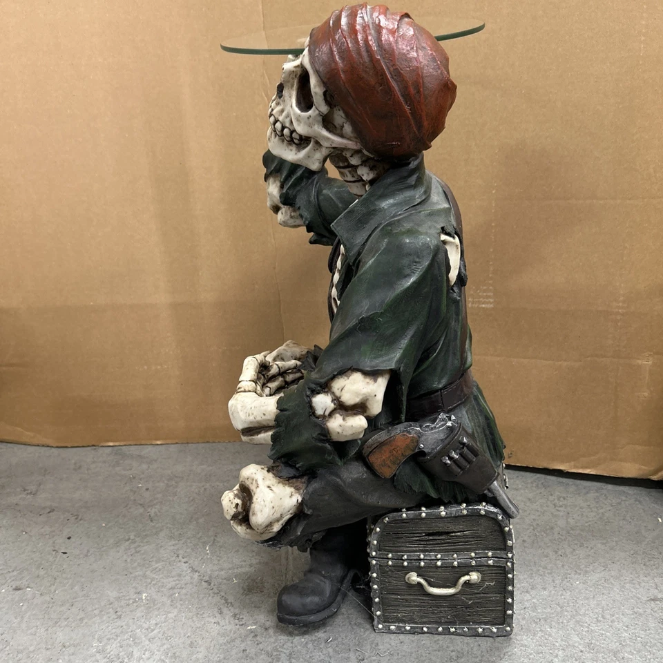 "Mesa auxiliar Pacific Gifts Buccaneer Skeleton y soporte de vino copa Lazy Susan 22""" Foto 4 de 4