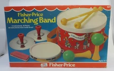 Vtg 1979 Fisher Price MARCHING BAND Drum Set #921 COMPLETE Original Box Music