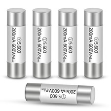 (5Pcs) Digital Multimeter Ceramic Fuse 0.2A HV510 200Ma / 600V AC/DC 5X20Mm Fast