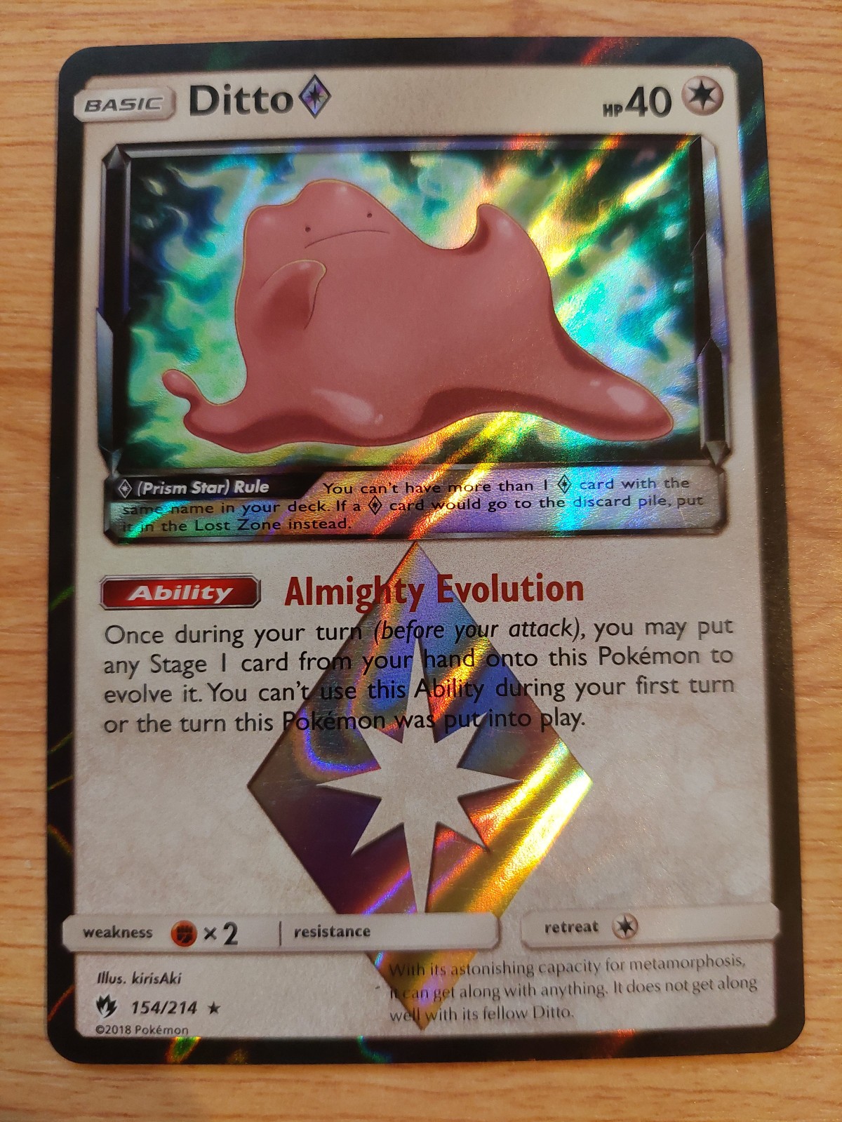 Ditto Prism Star - 154/214 (Lost Thunder) - Near Mint NM - Prism Rare