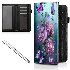 Checkbook Cover for Men and Women Personal Pink Butterfly Flower