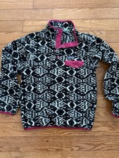 Patagonia Synchilla Snap-T Ikat Big Fish Print Fleece Pullover Womens Small