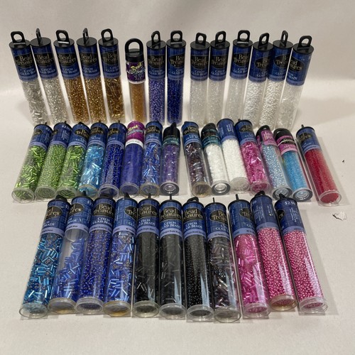 Glass Beads Lot Of 40 Mostly Czech Gold Silver Blue Black Pink Red Green White