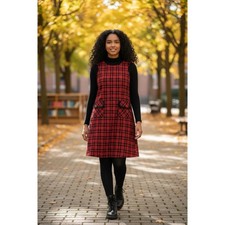 Tommy Hilfiger Sleeveless Plaid Short Sheath Dress Black Red Size 4