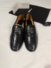 Chanel Coco Mark Leather Loafers Black Size 7.5 New Without Box