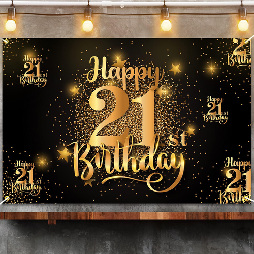 Happy 21St Birthday Backdrop Banner Step and Repeat 21 Years Old Background Deco - Picture 3 of 12