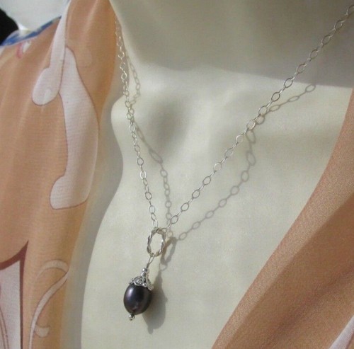 mokka Zucht Perlen Ohrringe Anhänger Kette Set 925 Silber hübsche Perlkappen - Bild 8 von 12