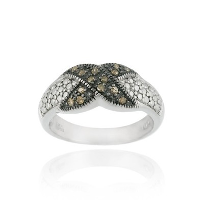 Sterlingsilber .14ct. Tdw Champagner Diamant X Design R/C
