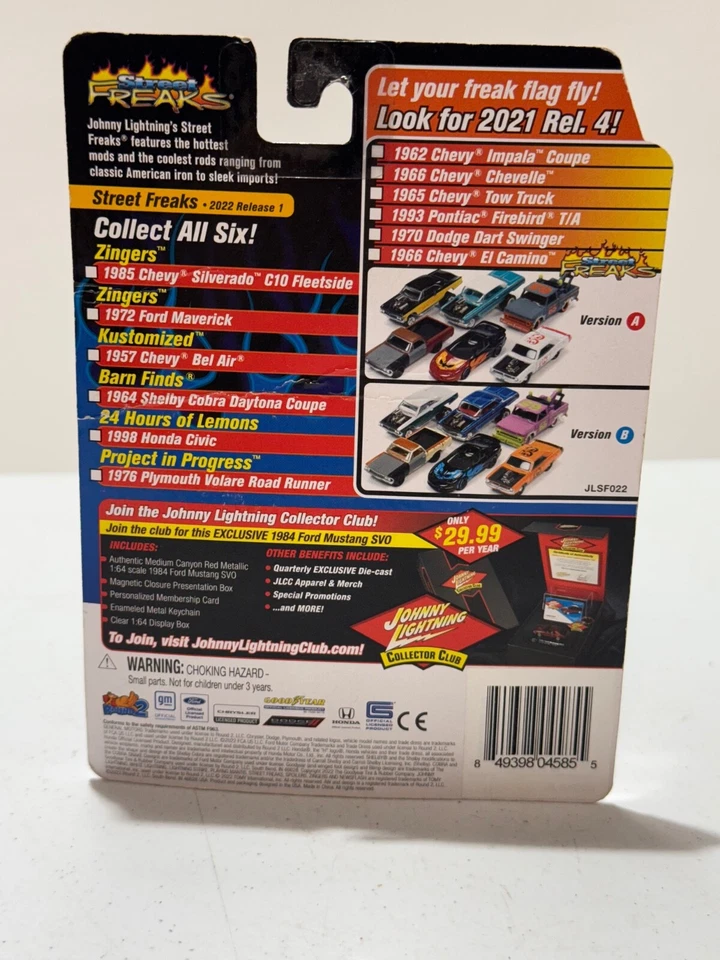 JOHNY LIGHTNING STREET FREAKS ZINGERS WILD HORSE 1972 FORD MAVERICK NEW - Image 2 of 3