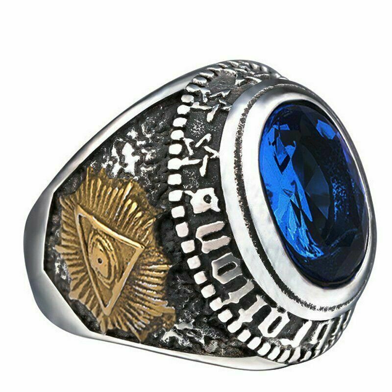 Anello Da Uomo Con Zircone Color Acquamarina Blu In Argento Sterling 925 Con Parte Superiore Quadrata - Italia