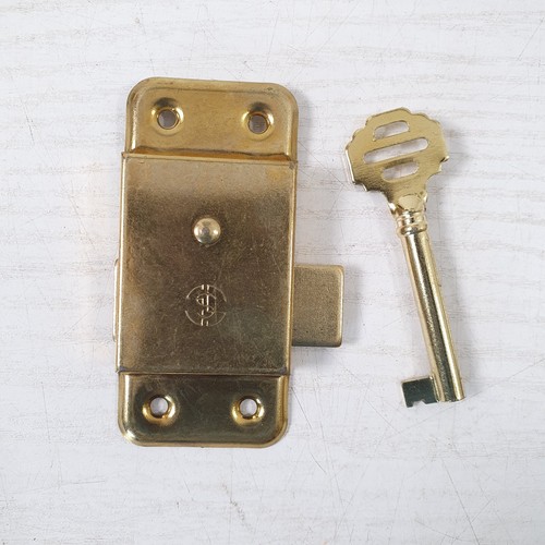 Vintage Brass Cabinet Lever Lock Catch Cupboard Drawer 75mm x 35mm - S7 - Afbeelding 1 van 11