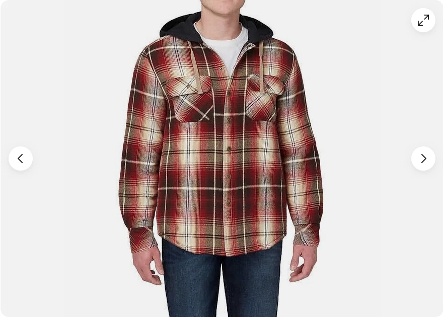 Legendary Outfitters Men’s Shirt Jacket with Hood (RED/BROWN Plaid MEDIUM)NWT