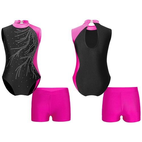 Kids Girl's Rompers Athletic Leotards And Shorts Running Bodysuit Bottoms Set - Picture 12 of 45