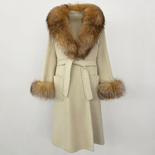 OFTBUY Winter Coat Women Real Fox Fur Collar Double-sided Wool Jacket - Picture 2 of 37