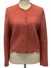 Vintage The Eagle's Eye Boiled Wool Cardigan Sweater-Women's 8-Dress Jacket