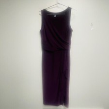 Chaps Dark Purple Aubergine Sleeveless Mid Calf Women's Dress - Size 14