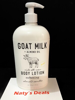 HOME & BODY GOAT MILK ALMOND OIL Softening BODY LOTION Almond Vanilla 27oz