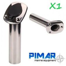 PORTACANNE INCASSO INOX 316 PER BARCA INCLINATO TAPPO NERO - ACCESSORI NAUTICA