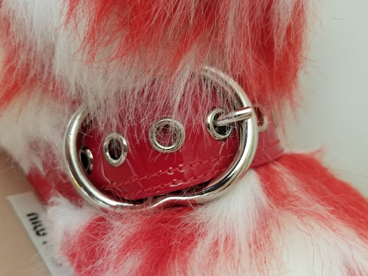 MIU MIU RUNWAY RED WHITE FUNKY FUR PATENT SNEAKER BOOTS 36 I MIU MIU RUNWAY RED WHITE FUNKY FUR PATENT SNEAKER BOOTS 36 I