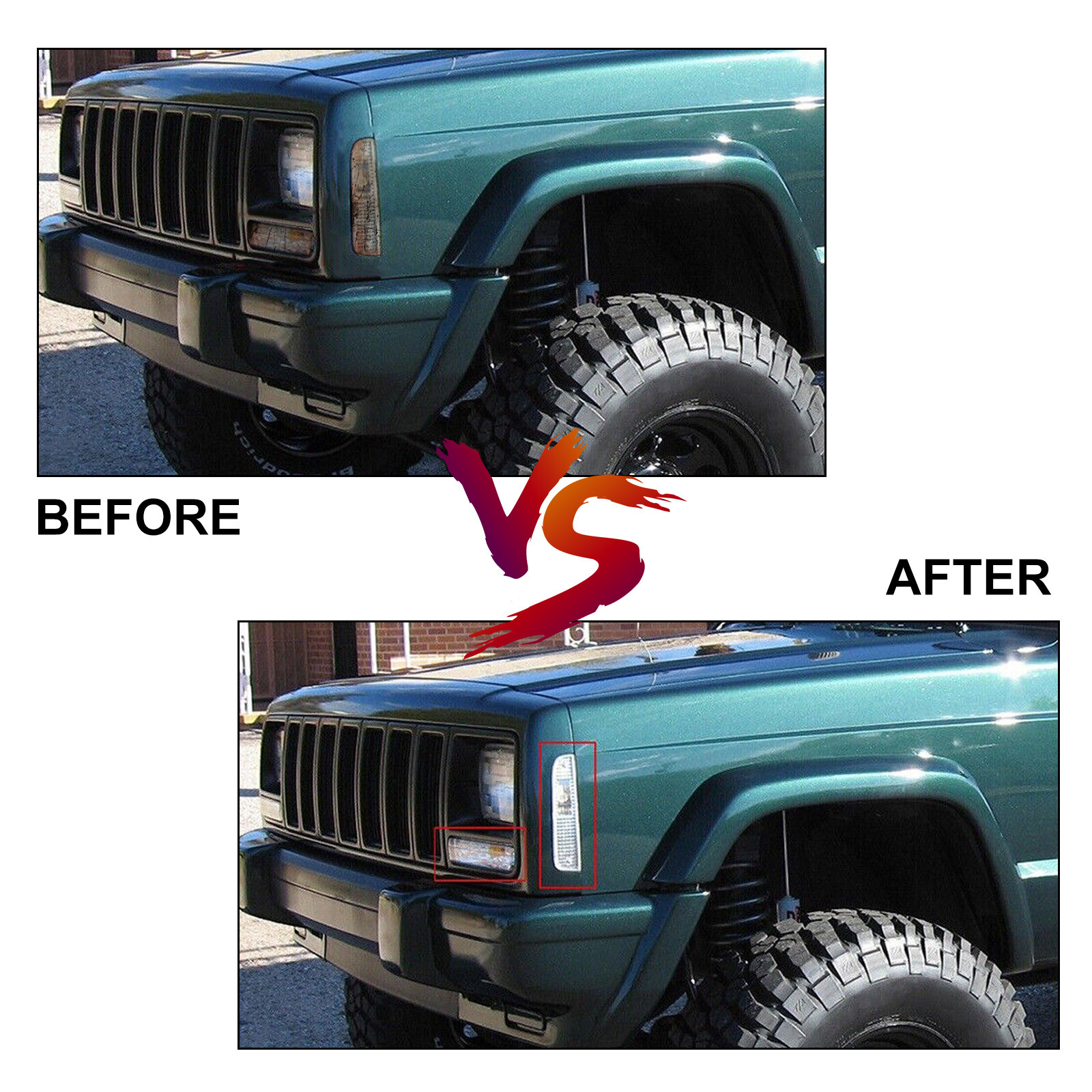 For 97 98 00 01 Jeep Cherokee XJ Chrome Bumper Lights + Signal Corner