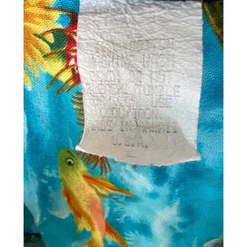 Camisa Hawaiana Aloha Republic Para Hombres Talla L Azul Tortuga Marina Pez Surfista Algodón S/S - Imagen 8 de 10
