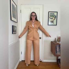 90s Vintage Thierry Mugler Peach Wool Blend Suit