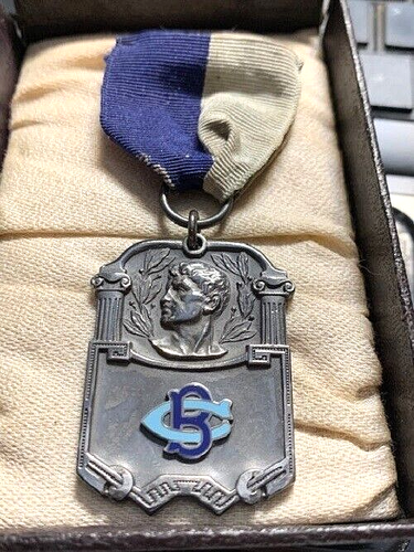 ANTIQUE BOYS CLUB OF NEW YORK STERLING & ENAMEL SPORTS METAL - Picture 2 of 12