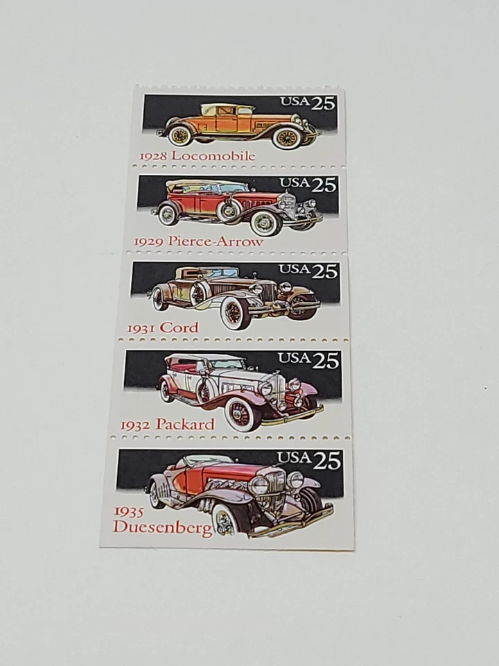 US Scott # 2385a Booklet Pane of 5 Classic Car Stamps at 25c each MNH - Image 2 of 3