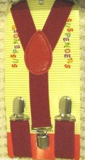 Unisex Kids Boys Girls Solid Burgundy Adjustable Y-Back Suspenders-Brand New 