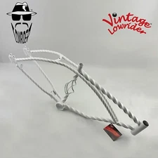 VINTAGE LOWRIDER 20" CENTER CAGE SQUARE TWISTED STYLE BICYCLE FRAME WHITE.