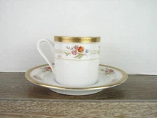Winterling Bavaria Demitasse Cup Saucer Floral Gold Rim Trim Germany Vintage