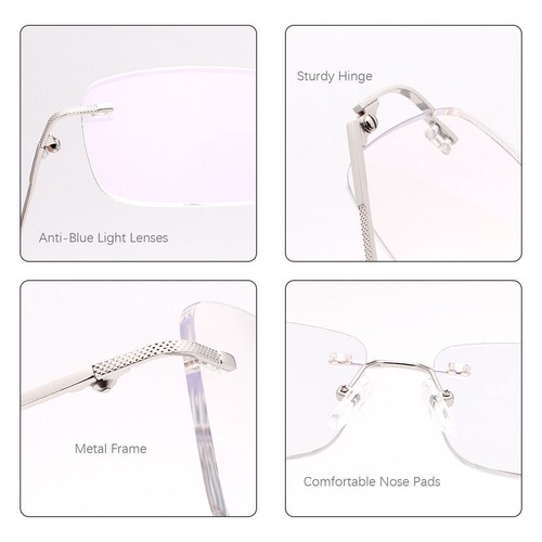 NEW Rimless Clear Bifocal Reading Glasses Anti Blue Light for Men Women +1.0~4.0 - Picture 26 of 36