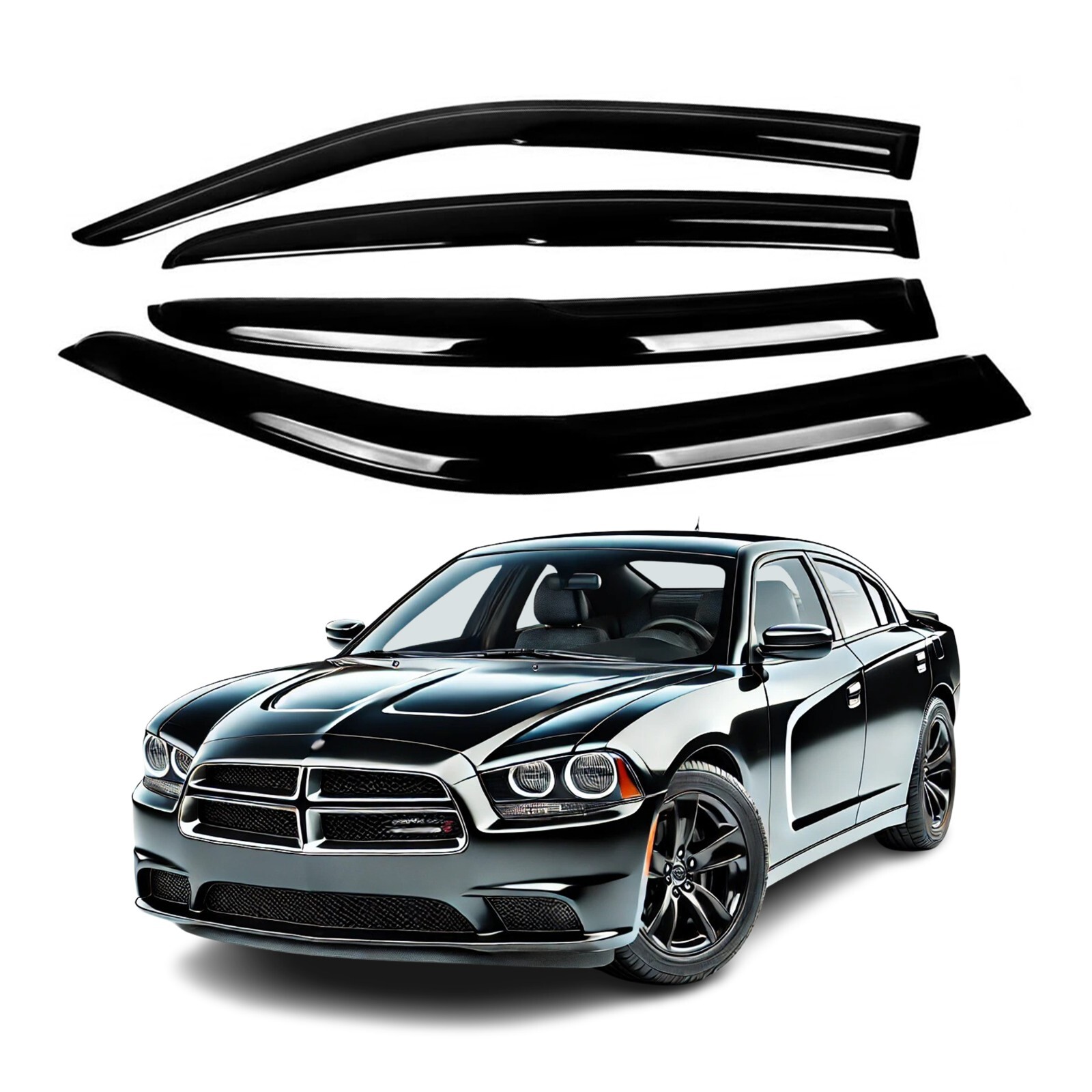 Fits Dodge Charger 2011-2020 Side Window Visor Sun Rain Deflector Guard Thick