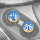 BLUE ORANGE ABSTRACT MONOGRAM SANDSTONE CAR COASTER SET (2) ABSORBS FREE SHIP