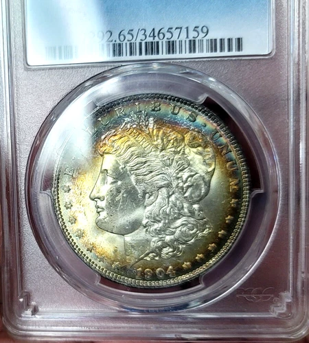 1904 o MORGAN DOLLAR PCGS MS65 STUNNING "SEE THE VIDEO🌈 RAINBOW  TONED TONING🌈