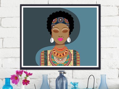 Art African Print Woman American Black Queen Afrocentric Decor Gift Painting Ebay