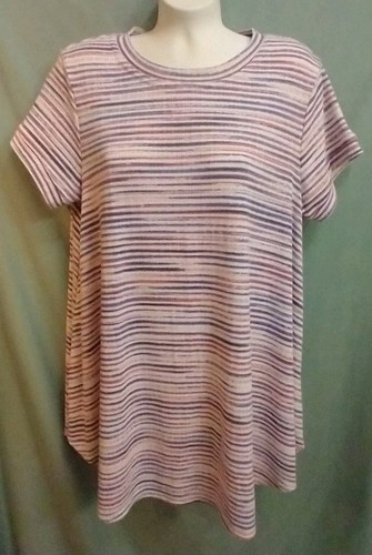 LuLaRoe Erika Short Sleeve Swing Top Multicolored Striped Sz Small NWOT --A--