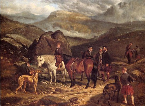 Oil painting Arthur-Fitzwilliam-Tait-Hunting-on-the-Scottish-Highlands horseman - Picture 1 of 1