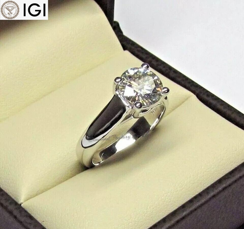 2Ct Round VS1 Lab Grown Diamond Prong Engagement Ring 14k Solid White Gold